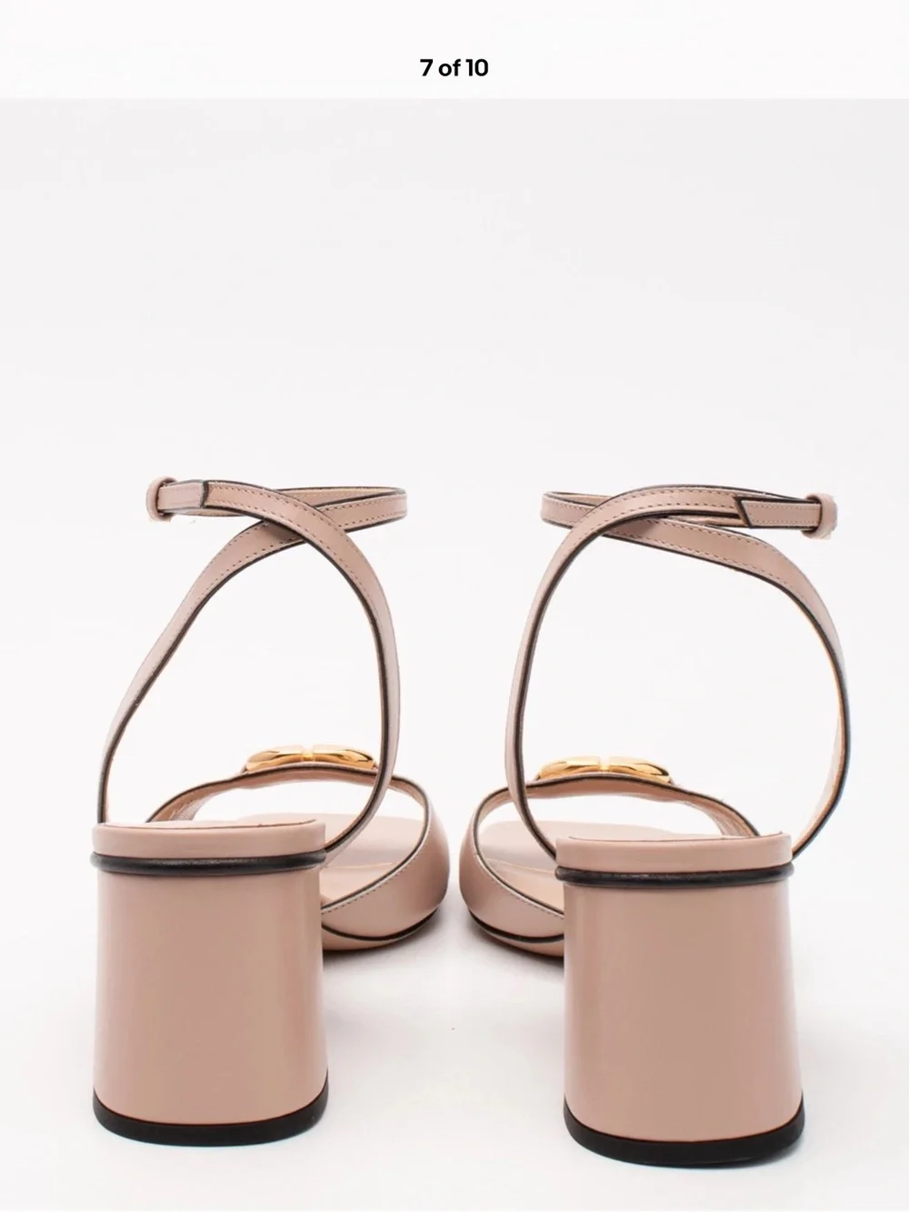 Valentino Garavani Nude Blush Leather Ankle-Strap Block Heels